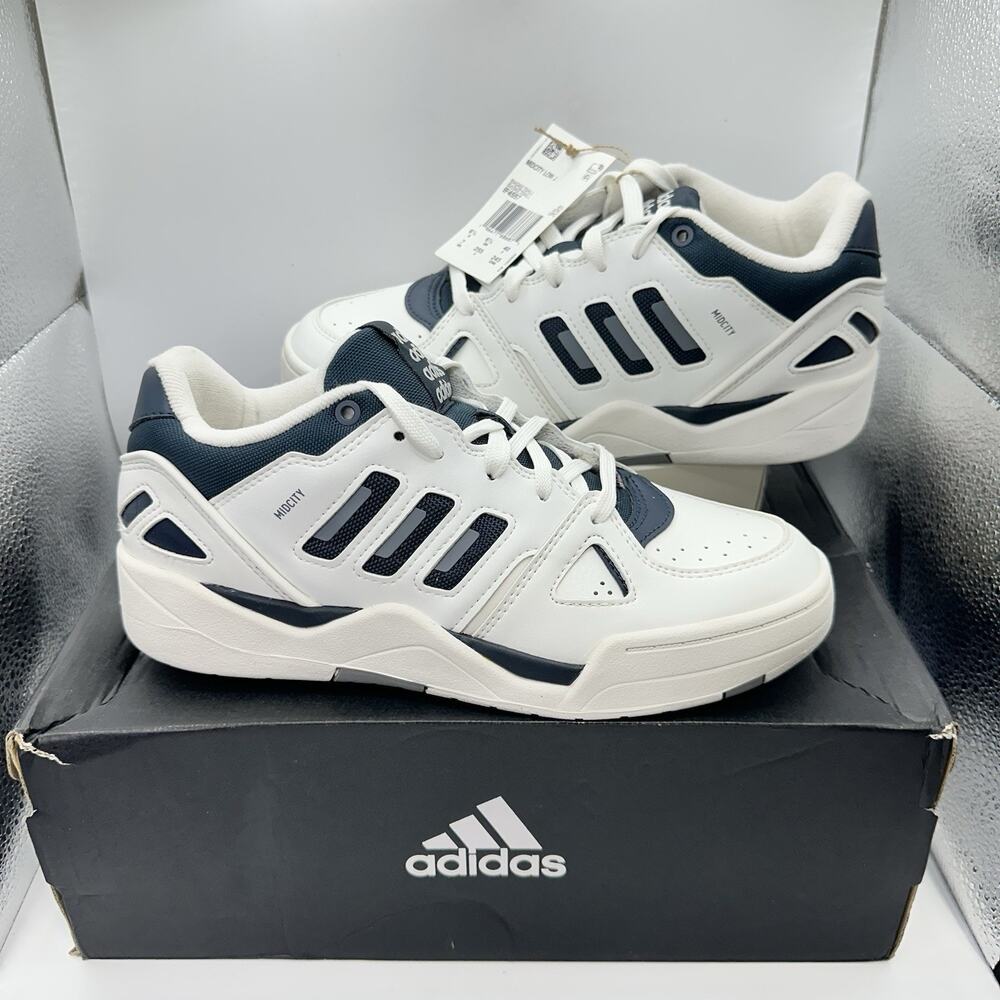 Adidas Midcity Low J Trainers Basketball Sneaker ‘White/Navy’ | Youth Size 7